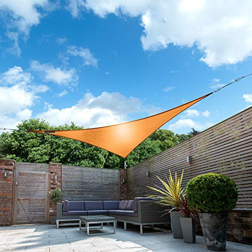 Kookaburra Waterproof Garden Sun Shade Sail Canopy in Orange 98% UV Block (3.6m Triangle)