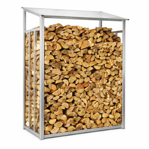 Beckmann Kaminholzregal aussen Holzlager wetterfest Holzunterstand KHL [Metall] 128 x 69 x 162 cm I Brennholzregal außen I Brennholzlager I Holzaufbewahrung outdoor I Holzständer I Holzstapelhilfe