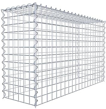 GABIONA Cestino di Pietra Gabbione Maglie rettangolari, 5 x 5 cm, profondità 30 cm, Coltivazione Cestino Typ 3, Chiusura a Spirale, con zincatura galvanica