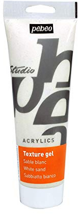 Pébéo Studio Acrylics Texture Gel Effetto Sabbia 250 ml - Gel Pittura acrilica Bianca - Pasta per Texture granulare Bianca