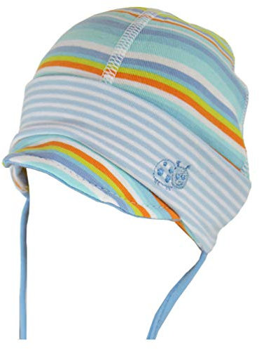 Maximo Jungen Babymütze Marienkäfer Ringel Hellblau-Orange, UV-Schutz 50+ (33)