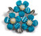 HENRYKA Vergissmeinnicht Brosche aus 925er Sterlingsilber, Türkis, baltischer Bernstein, Blumen-Anstecknadel, Geschenke für Sie, Edelstein, Silber, Sterlingsilber, Sterlingsilber