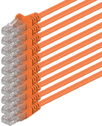 1aTTack.de 10 x 10 m Cat6 Cat 6 nätverkskabel - RJ45 Ethernet LAN DSL modem router - orange