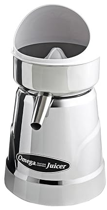 Omega C-20C Professional Electric Citrus Juicer with 3 Juice Cones, Surgical Steel Bowl and Pulp Strainer, 1800 RPM, 210W, Metallic