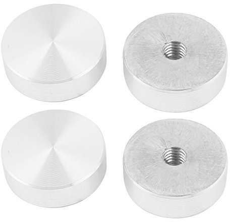 sourcing map 4Stk. M6 Gewinde 25mm Durchm. Rundform Aluminium Scheiben Hardware für Glastisch de