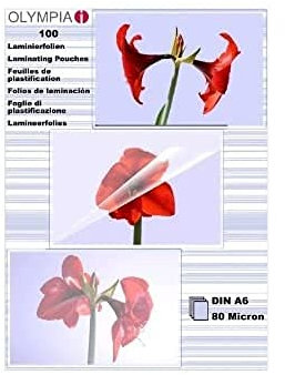 Olympia Laminierfolien DIN A6, 80 Mikron, glänzend, 100 Stück, 9168
