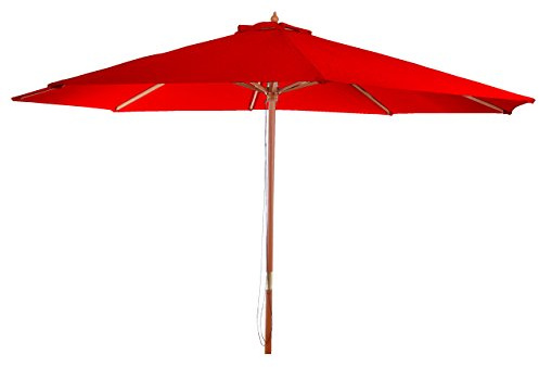 Mendler Florida Parasol de jardin/de marché, Ø 3,5 m polyester/bois, 7 kg, bordeaux