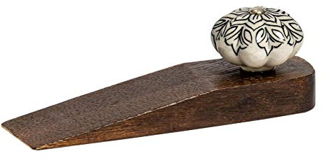 Nicola Spring Türstopper aus Holz ü Schwarze Blume