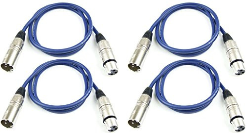 Adam Hall Cables 4 Stück K3MMF0100BLU Mikrofonkabel XLR female auf XLR male DMX Audio Kabel 3 pol polig (1,0 m, Blau, 4)