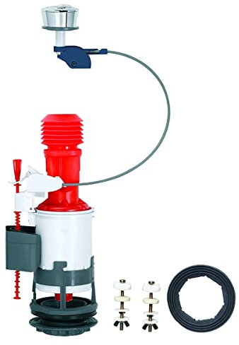 Wirquin 10722802 Mécanisme chasse d'eau wc double chasse avec bouton poussoir à câble MW2, gris