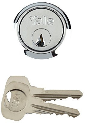 Yale P-6KP1109-CH Replacement Rim Cylinder, Suitable for 38-57 mm Doors, 6 Keys Provided, Chrome Finish, Visi Packed