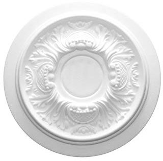 MARBET DESIGN Stuckrosette R-14, Ø 34cm - Deckenrosette weiß, aus EPS Styropor, Zierelement, Stuck, Wanddeko Wohnzimmer Lampe Polystyrol rund