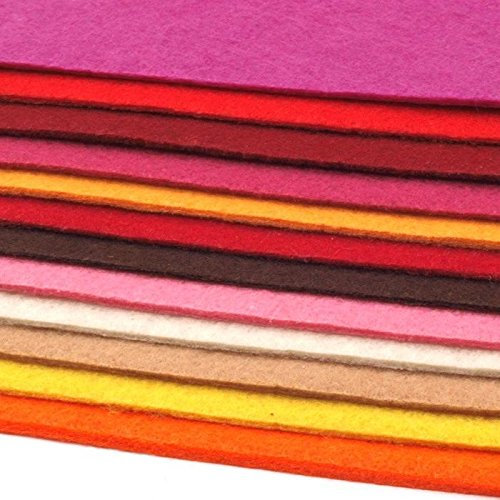 Schnoschi 12 Filzplatten Bastelfilz Filz Farbmix 2-3 mm dick DIN A4 20x30 cm