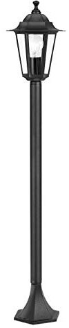 Eglo Laterna 4 Lampada a piantana per esterni, illuminazione per esterno a 1 punto luce, lampada a piantana in fusione di alluminio nero e vetro trasparente, attacco E27, IP44