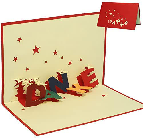 LINPopUp®, LIN-POP UP Karten Grußkarten Dankeskarten, Danke mit Sternen
