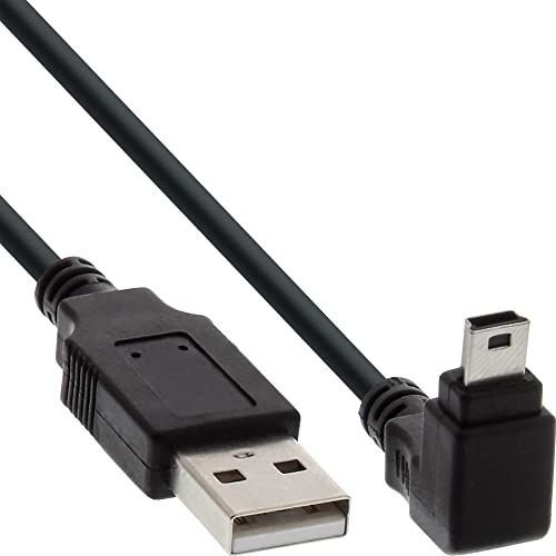 InLine 34220 USB 2.0 Mini-Kabel, Stecker A an Mini-B Stecker (5pol.) unten abgewinkelt 90°, schwarz, 2m