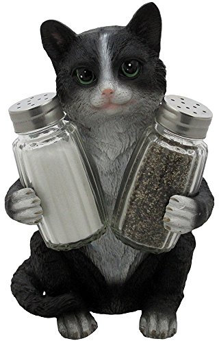 Ensemble salière et poivrière en forme de chatons Noir/blanc