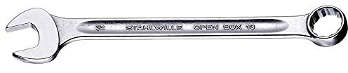 Stahlwille 40081919 Combination Spanners Open-Box No.13, Size 19mm, Metric, with 15 degree Offset Ring End, Chrome Plated Finish, Length 230mm, Made in Germany