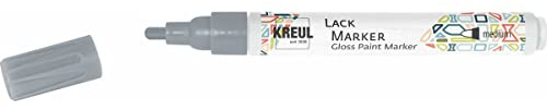 KREUL 47021 - Lackmalstift medium silber, mit Rundspitze Strichstärke 2 - 4 mm zum Gestalten, Beschriften und Verzieren von kleinen, originellen Präsenten