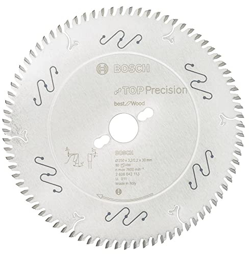 BOSCH Kreissägeblatt Top Precision Best für Wood, 250 x 30 x 3,2 mm, 80, 2608642113