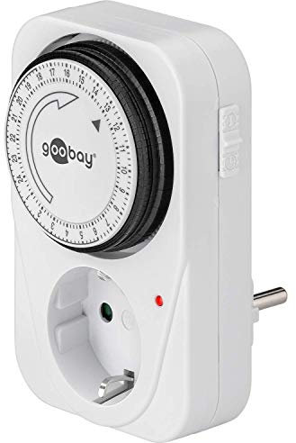 Goobay 51276 Analoge Zeitschaltuhr Steckdose 3500W Mechanische Schaltuhr Zeitschalter für Steckdose Timer Analog 15 Min. Intervall Timer innen Weiß