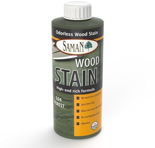 SamaN Interior Water Based Wood Stain - Natural Stain for Furniture, Moldings, Wood Paneling,Cabinets (Forest TEW-104-12, 12 oz)