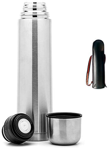 BVC Termo de Acero Inoxidable con dosificador, Tapa y Funda de Transporte - 750 ml