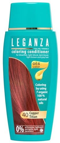Leganza Hair Coloring Conditioner Natural Balm Color Copper Titian Nº 40 | Enriched with 7 Natural Oils | Ammonia, PPD and Paraben Free | 150 ml