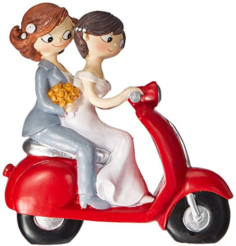 Mopec Y961 - Figura de Pastel Pareja de Novias Pop & Fun en Moto, 17 cm