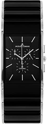 JACQUES LEMANS Herren Analog Quarz Uhr mit Edelstahl Armband 1-1941A