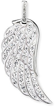 Engelsrufer Flügel Anhänger für Damen 925er-Sterlingsilber mit weißen Kristallen 42 mm