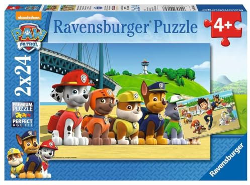 Ravensburger - Puzzle Paw Patrol A, Idea Regalo per Bambini 4+ Anni, Gioco Educativo e Stimolante, 2 Puzzle da 24 Pezzi, 26x18 cm