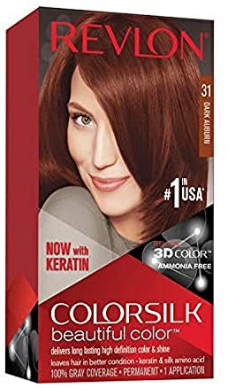 Revlon – Colorsilk Beautiful Color, Coloración Capilar Permanente, con Keratina y Aminoácidos, Color Intenso, Larga Duración, Sin Amoníaco, Resultado Natural, Tono 31 CASTANO OSCURO COBRIZO