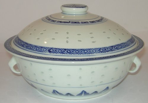 Zuppiera con coperchio - Ø 22,5 cm - ceramica - motivo chicco di riso