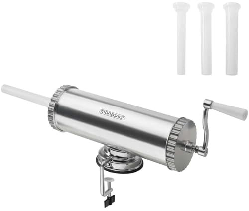 MONZANA® Macchina Produzione Salsiccia Insaccatrice Manuale Pressa per Insaccati Salumi Attrezzo Carne Cucina con Manovella Utensile in Alluminio