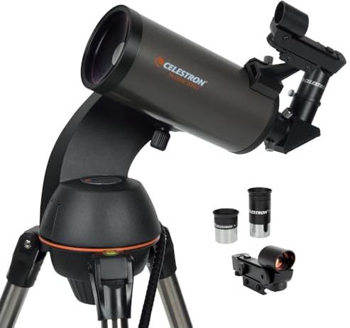 Celestron 22087 NexStar 90SLT-Mak portabelt, datorstyrt Maksutov-Cassegrain-teleskop med snabbfäste på gaffelarmen, tillbehörsfack och programmet ”Starry Night Special Edition”, grå