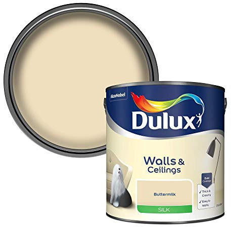 Dulux Silk Emulsion Paint For Walls And Ceilings - Buttermilk 2.5 Litres