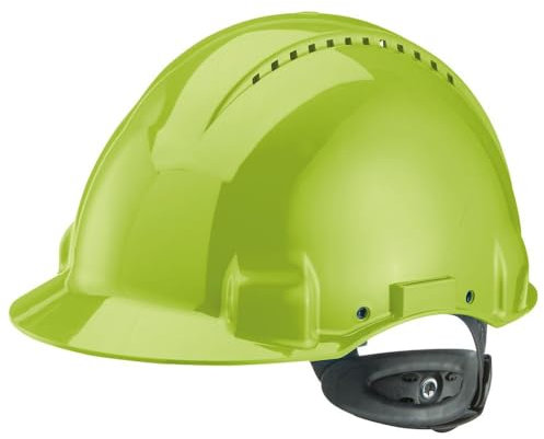 3M G3000NUV-GB - Casco G3000 HI-VIZ (verde,alta visibilidad), con arnés de ruleta y banda sudor plástico