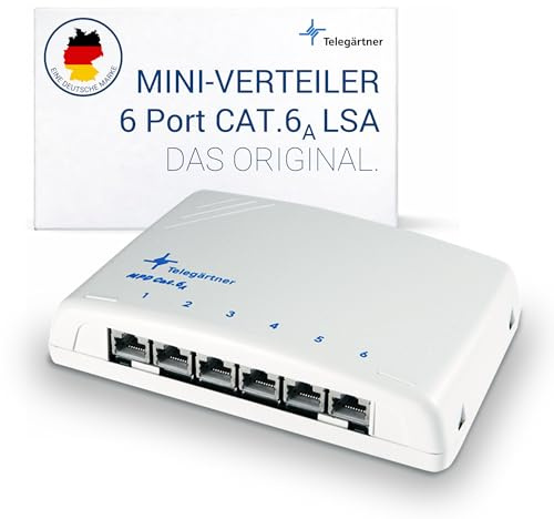 Telegärtner Mini-Verteiler MPD6 Cat.6A 6-Port LSA-Anschluss geschirmt Alpinweiß