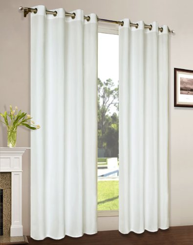 Vorhang Blickdicht Schal, 1 Stück 245x140 (HxB) Matte unifarbene Gardine mit Ösen, Creme Material aus Microsatin Micofaser-Gewebe., 204050