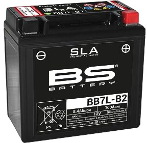 BS Battery 300836 BB7L-B2 AGM SLA motorcykelbatteri, svart