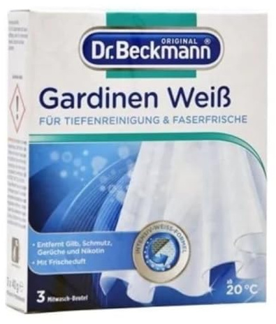 Dr. Beckmann Cortinas blancas para cortinas radiantes, con fórmula efectiva de color blanco intenso, 3 x 40 g