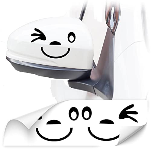 Gesicht Autoaufkleber *** 2er Set *** Aufkleber für Auto Spiegel Außenspiegel Smile |KB801