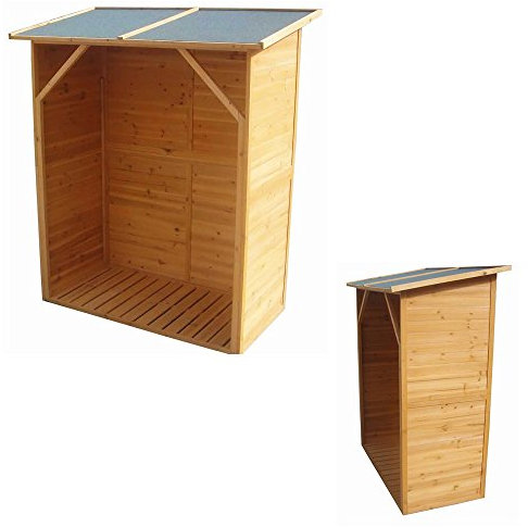 Melko Kaminholzregal mit Rückwand Brennholzregal Understand aus Holz, 160 x 134 x 75 cm Holzunterstand für Kaminholz großes Fassungsvermögen Holzstapelhilfe Feuerholzregal aussen