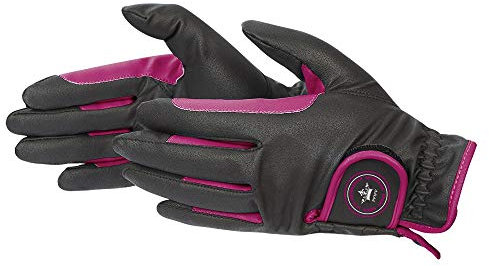 PFIFF 101951 Damen Winter Reithandschuhe, Winterreithandschuhe, Schwarz / Pink L