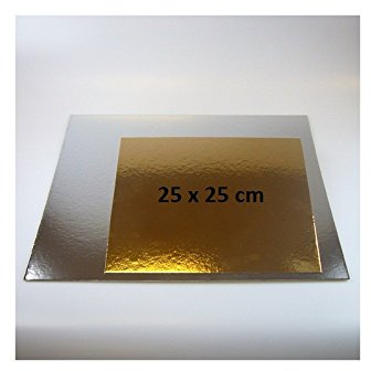 FunCakes Cake Cards silver/gold SQUARE 25cm, pk/3