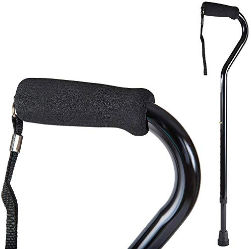 DMI Walking Cane and Walking Stick for Adult Men and Women, FSA Eligible, Lightweight and Adjustable from 30-39 Inches, Supports up to 250 Pounds with Ergonomic Hand Grip and Wrist Strap, Black