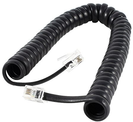 sourcing map Phone Cord for Landline, Telephone Handset Cable Coiled Wire RJ9 4P4C Connector, 2M 6.5Ft Length Uncoiled Phone Extension Cord Telephone Accessory for Use in Home or Office, Black