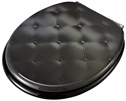 ADOB, Holzkern WC Sitz Klobrille Leder Kissen, Absenkautomatik, 32606