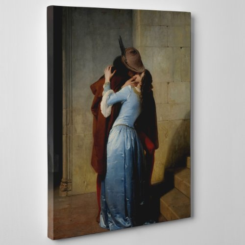 Quadro su Tela - INTELAIATO - Pronto da Appendere - Arte - Il Bacio - The Kiss - Francesco Hayez - Pinacoteca di Brera - 30x40cm - Senza Cornice - (cod.116)